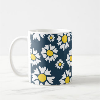 Blommor, gult, i blått ljus kaffemugg