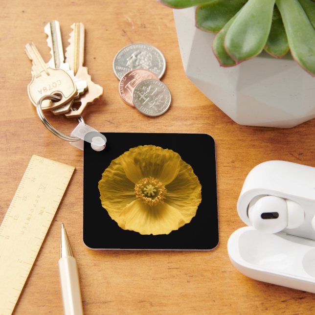Blommor | Gult Poppy Nyckelring (Skrivbord)