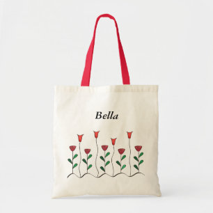 Blommor hänger lös tygkasse