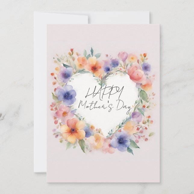 Blommor Heart Shape Lycklig Mors dag Inbjudningar (Framsida)