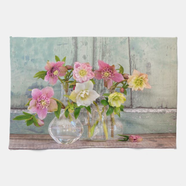 Blommor | Hellebores i Vas Kökshandduk (Horisontell)
