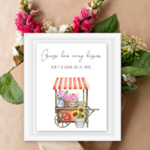 Blommor Hur många kyssar bröllopsdusch spel Poster