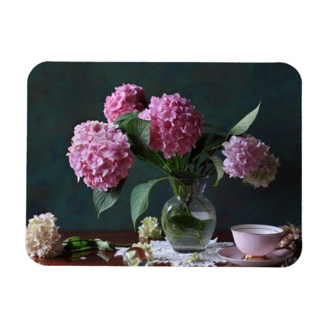 Blommor | Hydrangeas i Vas Magnet (Horisontell)