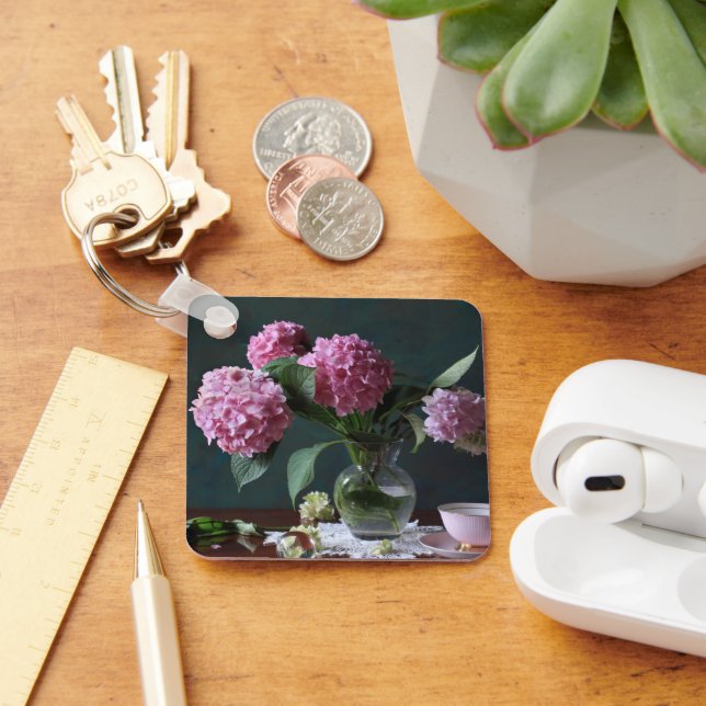 Blommor | Hydrangeas i Vas Nyckelring (Skrivbord)