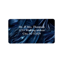 Blommor i abstrakten Vita och Guld på Simmery Blue Adressetikett