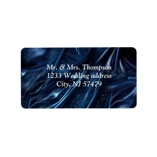 Blommor i abstrakten Vita och Guld på Simmery Blue Adressetikett (Framsidan)