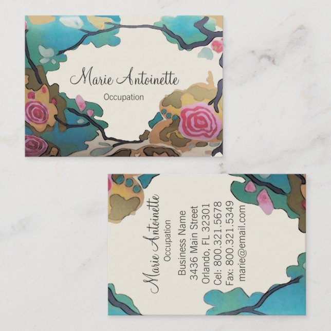 Blommor i ALTERNATIV för vattenfärger Visitkort (Fram/baksida)