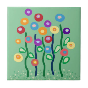 Blommor i art nouveau kakelplatta
