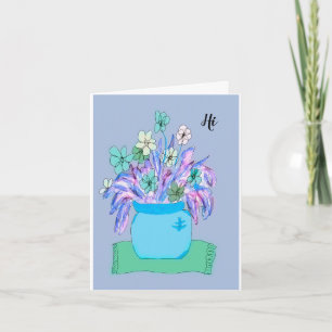 Blommor i blå Vas och bakgrund för äldre Kort