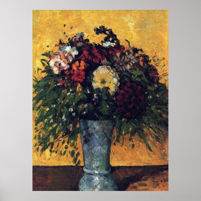 Blommor i blå Vas - Paul Cezanne - c1877 Poster (Framsidan)