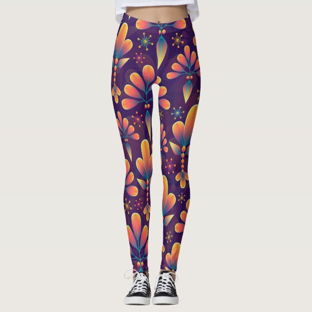 blommor i blombaljväxter leggings (Framsida)