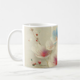 Blommor i blomning – Mjuk pastell botanisk konst # Kaffemugg