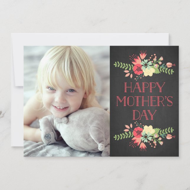 Blommor i Bloom | Chalkboard Mors dag-kort Kort (Framsida)