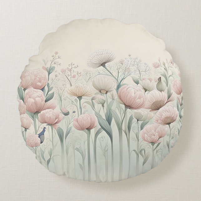 Blommor i Bloom Rund Kudde (Framsidan)