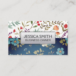 Blommor i Bloom Vild Blue White Flowers Visitkort