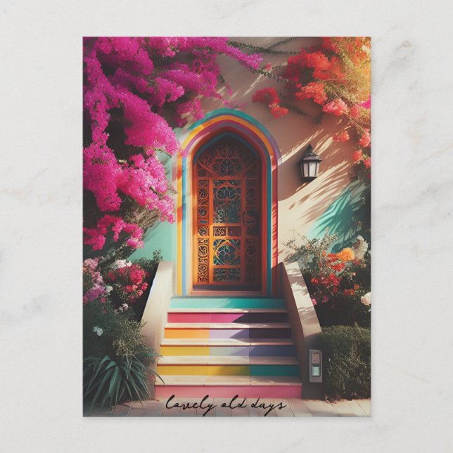 Blommor i bougainvillea vykort (Framsida)