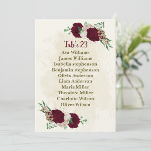 Blommor i burgundychampagne, sittande kartong inbjudningar