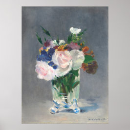 Blommor i Crystal Vas - Edouard Manet Fine Art Poster