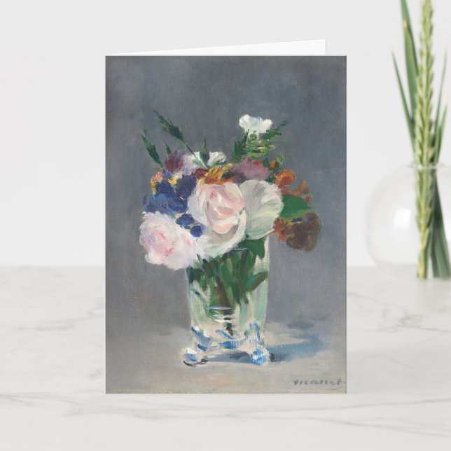 Blommor i Crystal Vas Manet Impressionist Kort (Framsida)