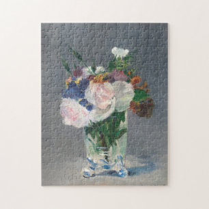 Blommor i Crystal Vas Manet Impressionist Pussel