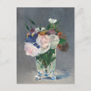 Blommor i Crystal Vas Manet Impressionist Vykort