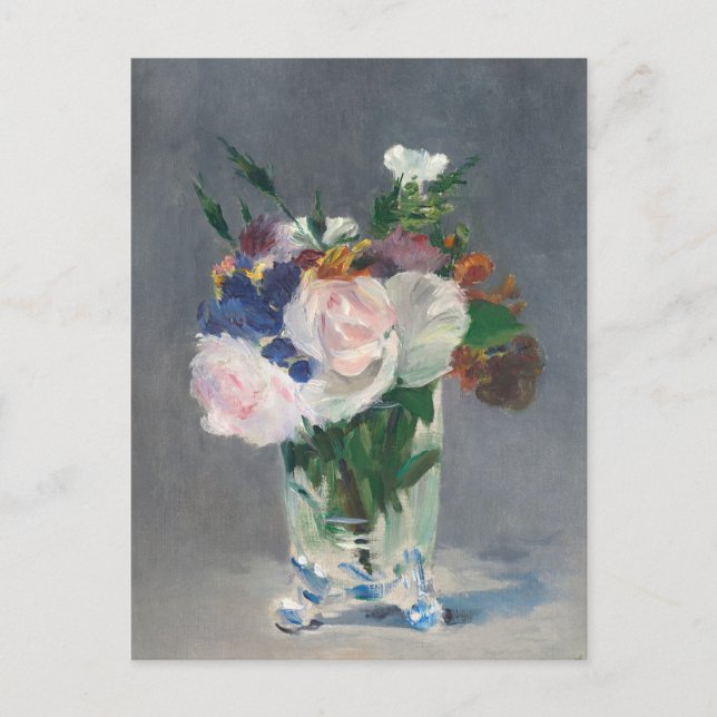 Blommor i Crystal Vas Manet Impressionist Vykort (Framsida)