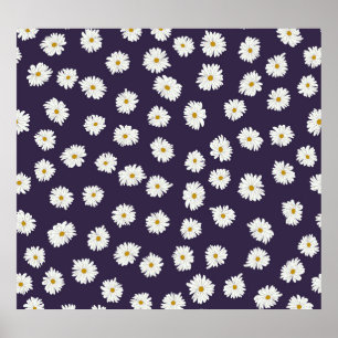 Blommor i daisyn: Små, sömlösa mönster. Poster