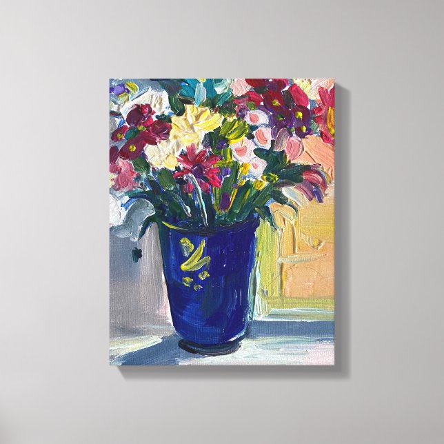 Blommor i den blå vasen canvastryck (Framsida)
