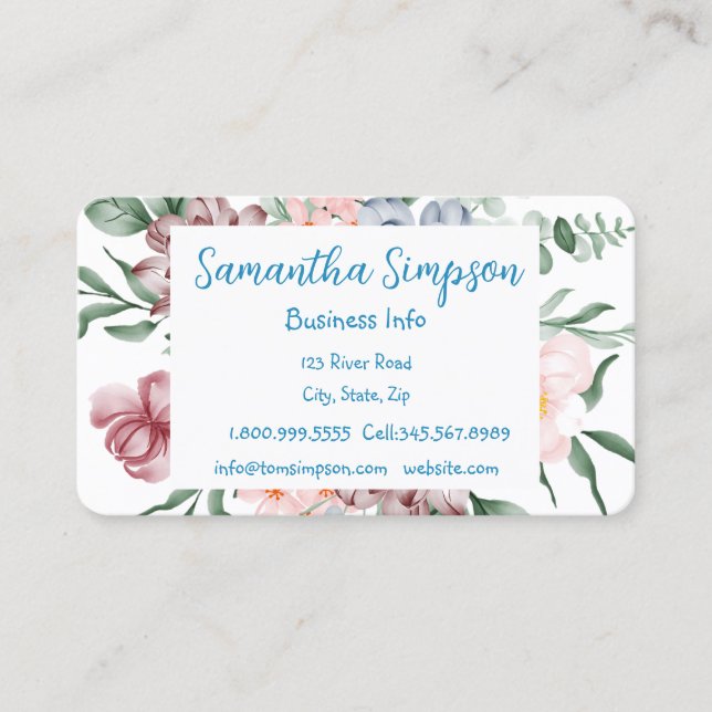 Blommor i den moderna professionellens elegant, va visitkort (Framsida)