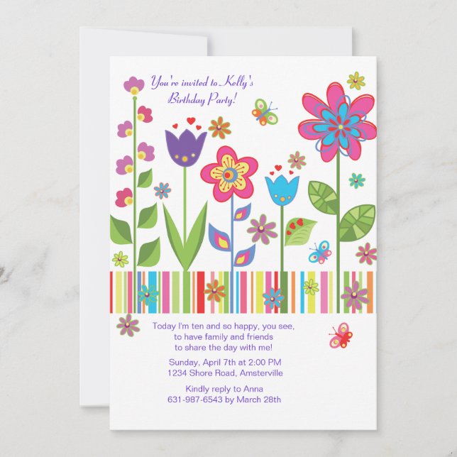 Blommor i den trädgårds- inbjudan (Framsida)