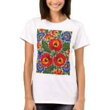 Blommor i det ukrainska Petrykivsky Stil T-Shirt