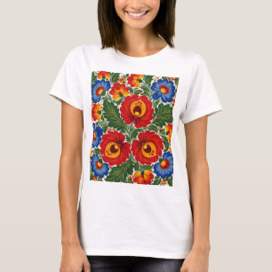 Blommor i det ukrainska Petrykivsky Stil T-Shirt