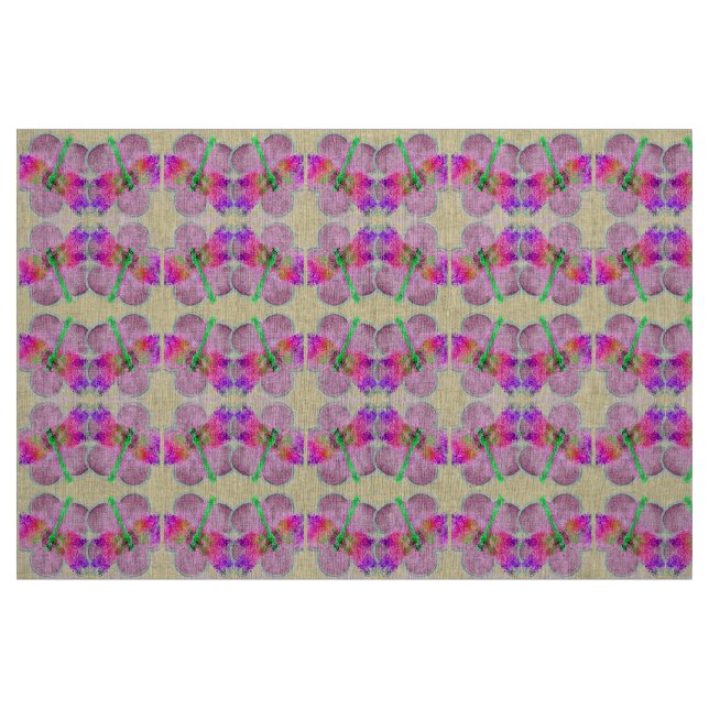 Blommor i Dragonflies (rosa på rosa) Tyg (Fat Quarter)