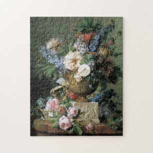Blommor i en alabastervas pussel
