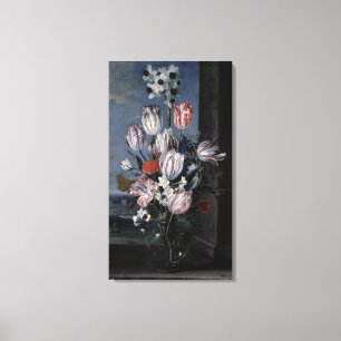 Blommor i en Crystal vas, 1652 Canvastryck