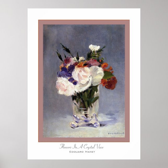 Blommor i en Crystal Vas ~ Edouard Manet Poster (Framsidan)