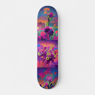 Blommor i en fält färgad abstrakt digital konst mini skateboard bräda 18,5 cm