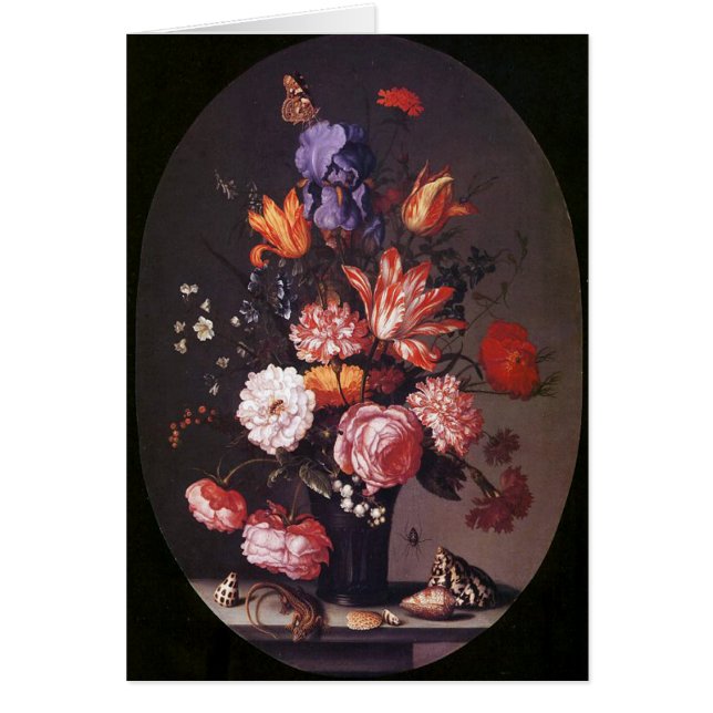 Blommor i en Glass vas Hälsningskort (Framsidan)