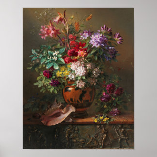 Blommor i en grekisk vas av J.J. van Os Poster