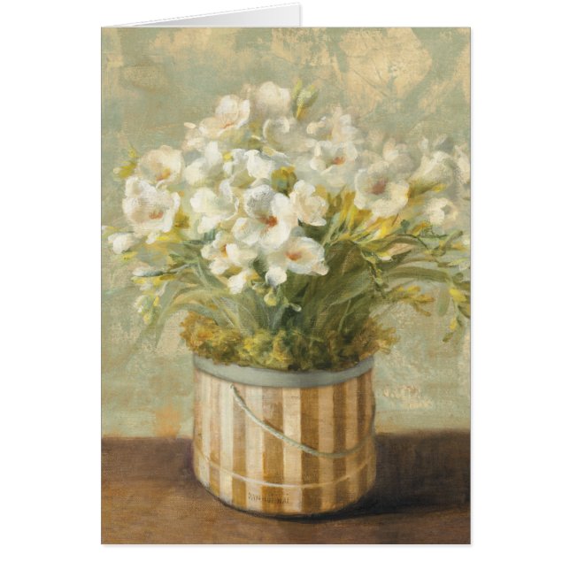 Blommor i en hatt boxas hälsningskort (Framsidan)