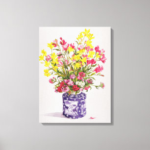 Blommor i en kinesisk burk canvastryck