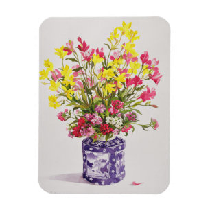 Blommor i en kinesisk burk magnet