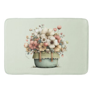 Blommor i en kruka Mysig shabby söt Badrumsmatta