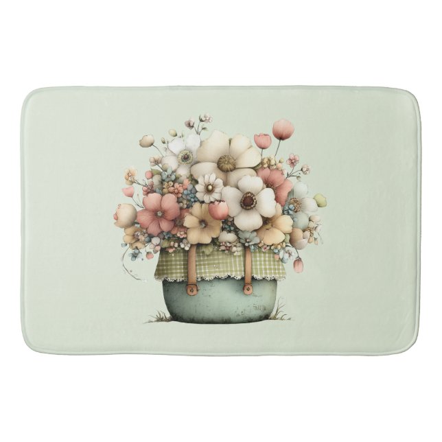 Blommor i en kruka Mysig shabby söt Badrumsmatta (Framsidan)