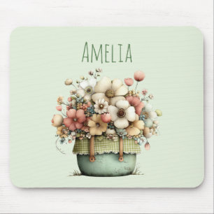Blommor i en kruka Mysig shabby söt Musmatta