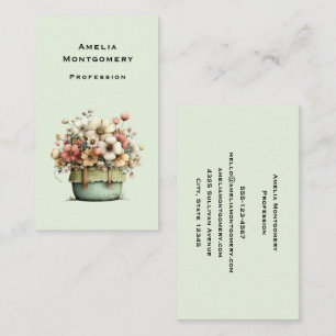 Blommor i en kruka mysigt shabby sött visitkort