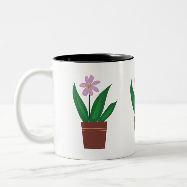 Blommor i en krukamugg Två-Tonad mugg (Vänster)
