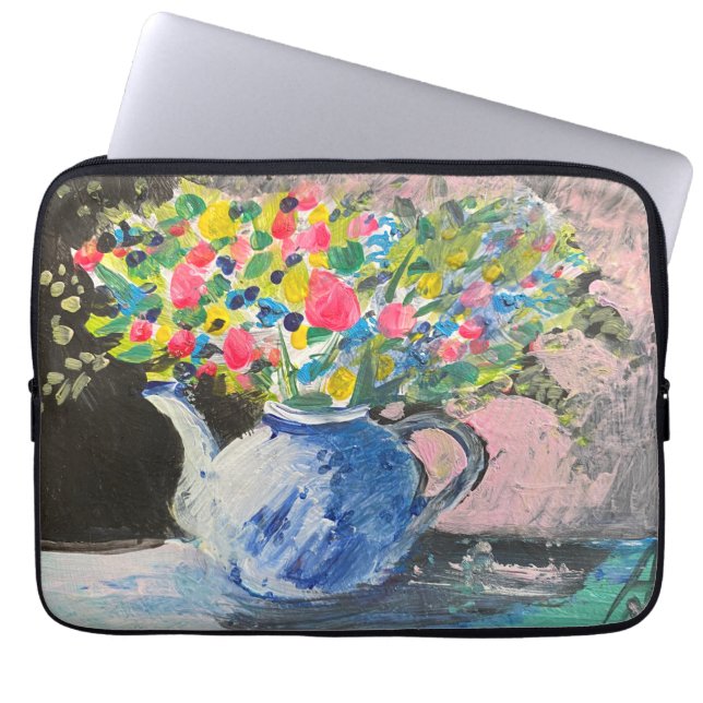 Blommor i en tekanna, boho stil laptop fodral (Framsidan)