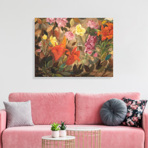 Blommor i en trädgård   Tadeusz Makowski Canvastryck