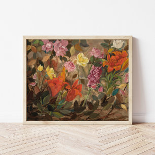 Blommor i en trädgård Tadeusz Makowski Poster
